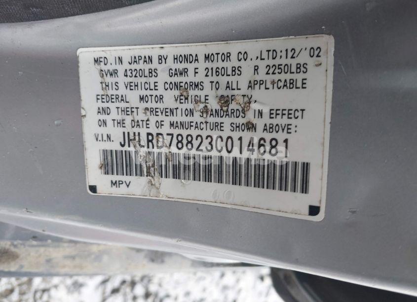 Photo 9 of 2003 Honda Cr-v EX (VIN JHLRD78823C014681)