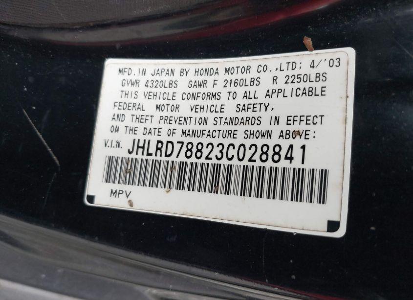 Photo 9 of 2003 Honda Cr-v EX (VIN JHLRD78823C028841)