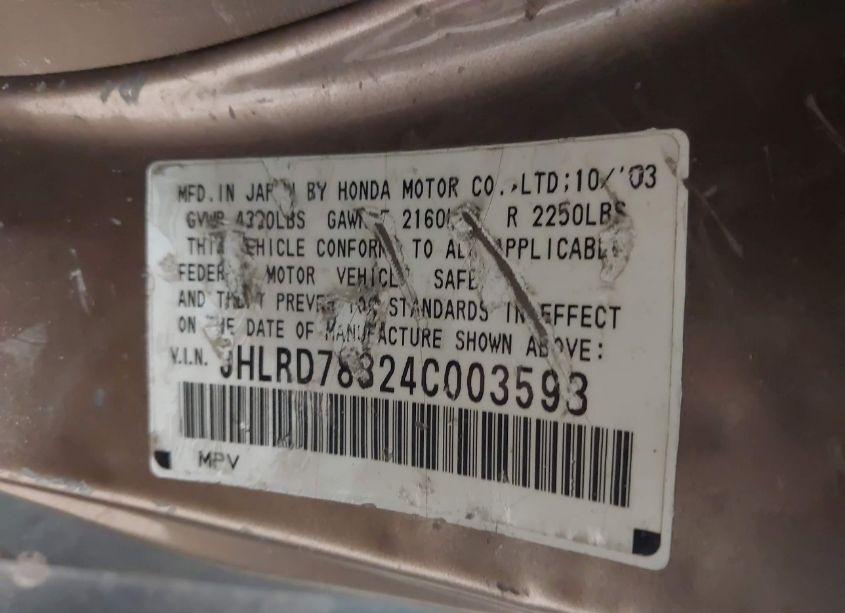 Photo 9 of 2004 Honda Cr-v EX (VIN JHLRD78824C003598)