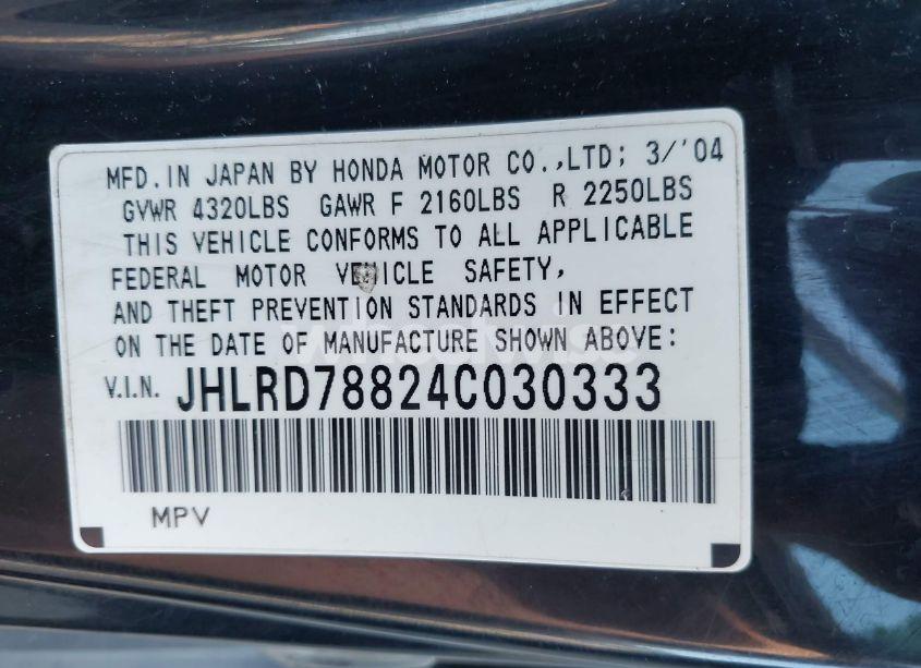 Photo 9 of 2004 Honda Cr-v EX (VIN JHLRD78824C030333)
