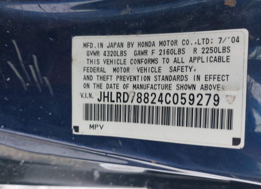 Photo 9 of 2004 Honda Cr-v EX (VIN JHLRD78824C059279)