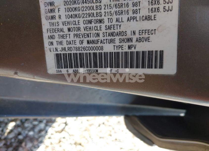 Photo 9 of 2006 Honda Cr-v EX (VIN JHLRD78826C000008)