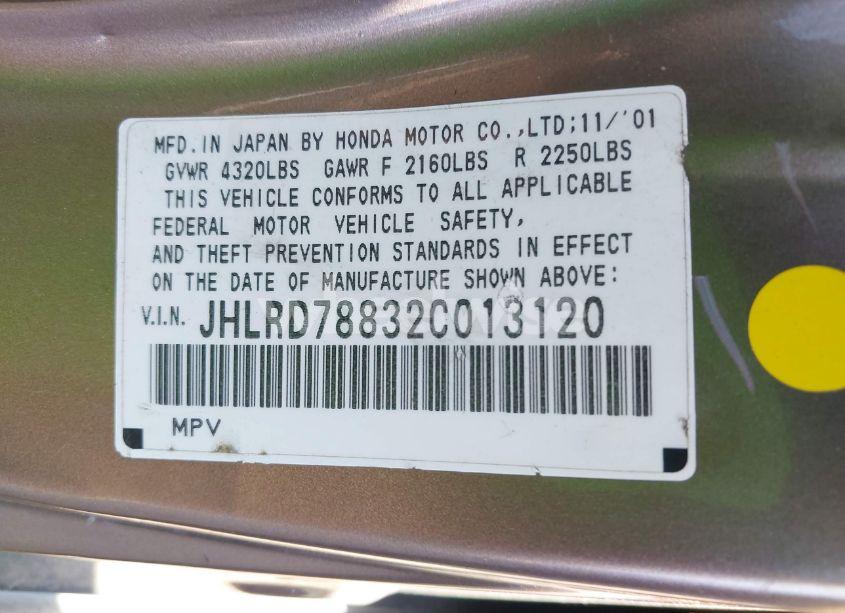 Photo 9 of 2002 Honda Cr-v EX (VIN JHLRD78832C013120)