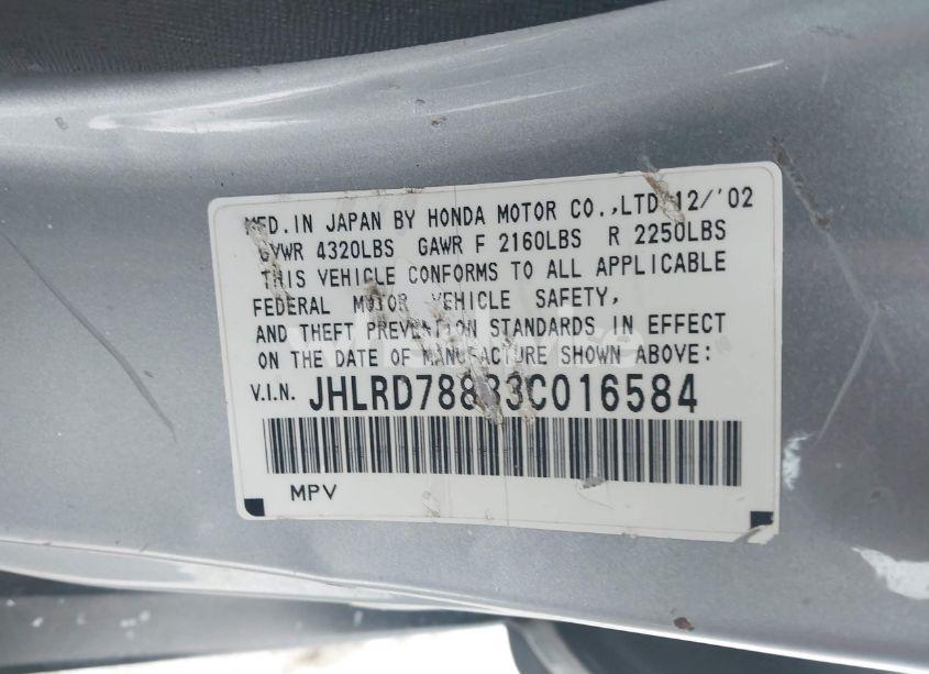 Photo 9 of 2003 Honda Cr-v EX (VIN JHLRD78833C016584)