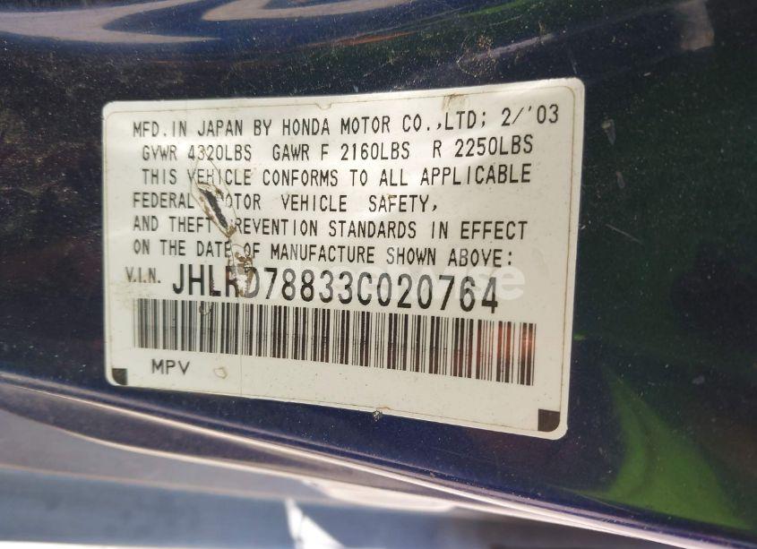 Photo 9 of 2003 Honda Cr-v EX (VIN JHLRD78833C020764)