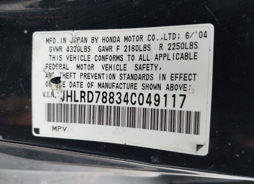 Photo 9 of 2004 Honda Cr-v EX (VIN JHLRD78834C049117)
