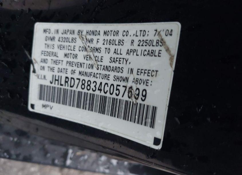 Photo 9 of 2004 Honda Cr-v EX (VIN JHLRD78834C057699)