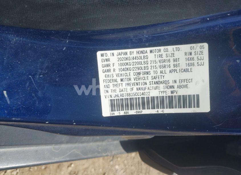 Photo 9 of 2005 Honda Cr-v EX (VIN JHLRD78835C034022)