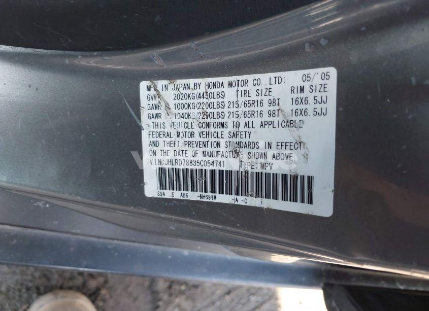 Photo 9 of 2005 Honda Cr-v EX (VIN JHLRD78835C054741)