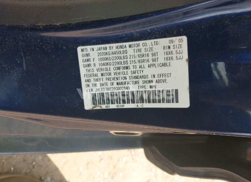 Photo 9 of 2006 Honda Cr-v EX (VIN JHLRD78836C002849)