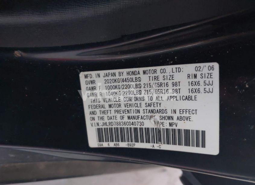 Photo 9 of 2006 Honda Cr-v EX (VIN JHLRD78836C040730)