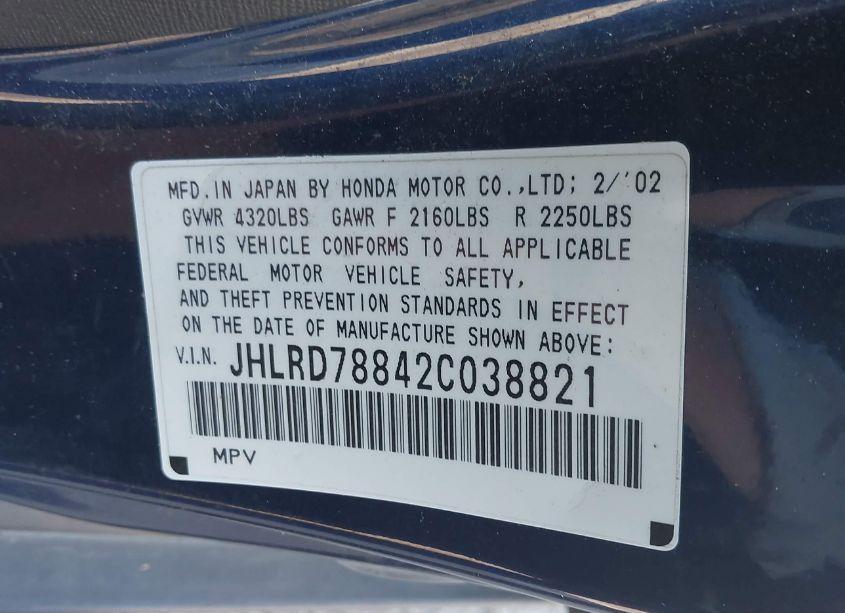 Photo 9 of 2002 Honda Cr-v EX (VIN JHLRD78842C038821)