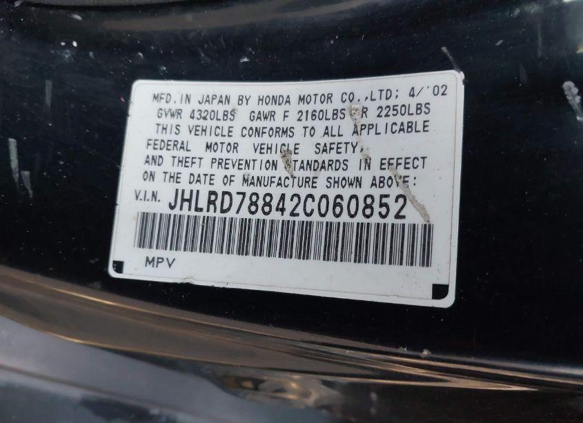 Photo 9 of 2002 Honda Cr-v EX (VIN JHLRD78842C060852)
