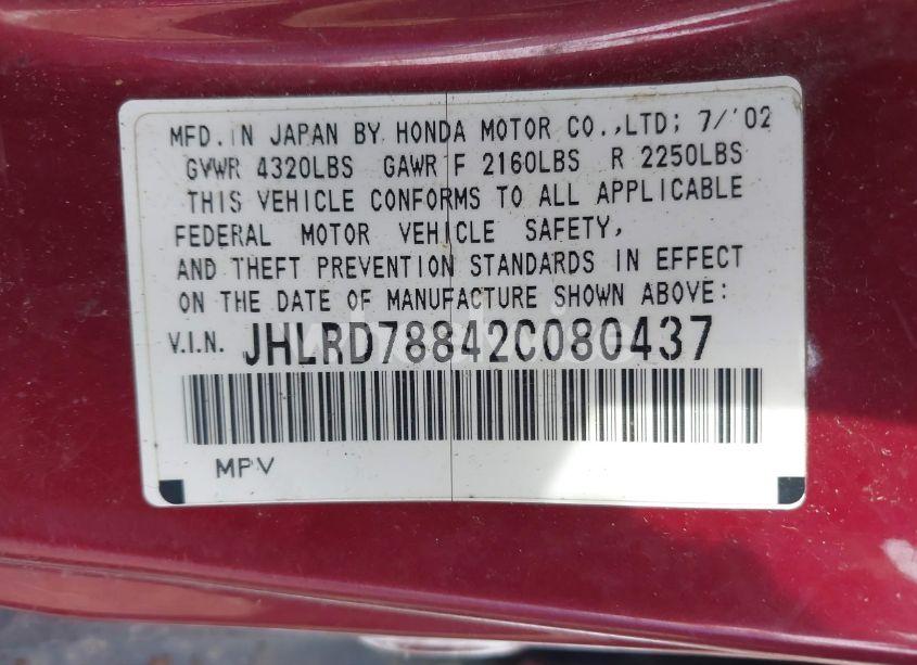Photo 9 of 2002 Honda Cr-v EX (VIN JHLRD78842C080437)