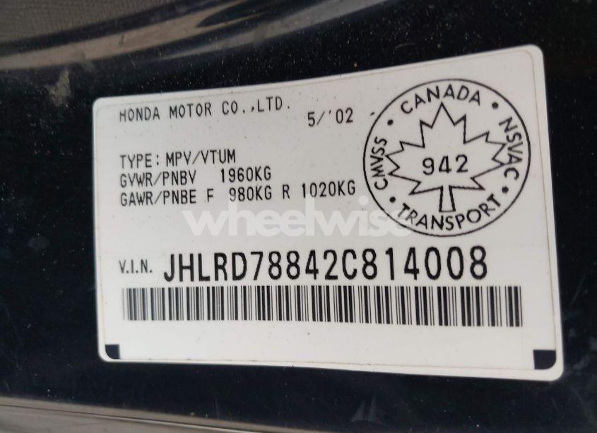 Photo 9 of 2002 Honda Cr-v EX (VIN JHLRD78842C814008)