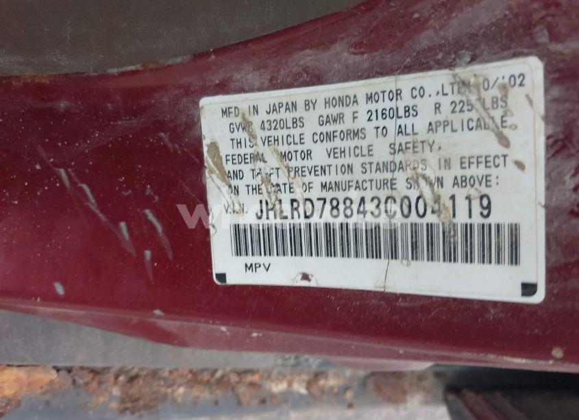 Photo 9 of 2003 Honda Cr-v EX (VIN JHLRD78843C004119)