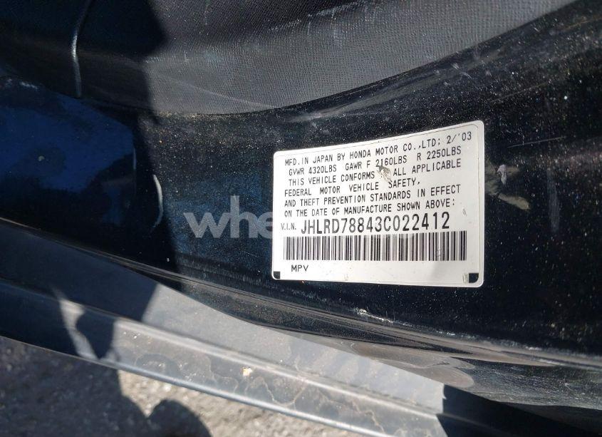 Photo 9 of 2003 Honda Cr-v EX (VIN JHLRD78843C022412)