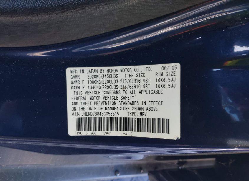 Photo 9 of 2005 Honda Cr-v EX (VIN JHLRD78845C056515)