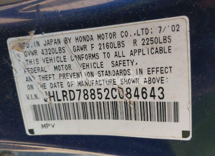 Photo 9 of 2002 Honda Cr-v EX (VIN JHLRD78852C084643)