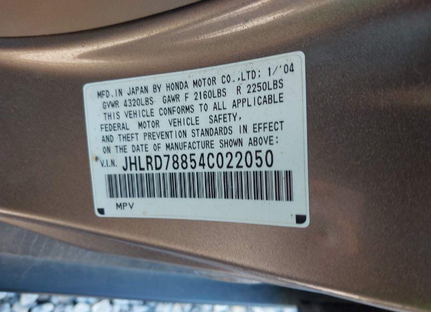 Photo 9 of 2004 Honda Cr-v EX (VIN JHLRD78854C022050)