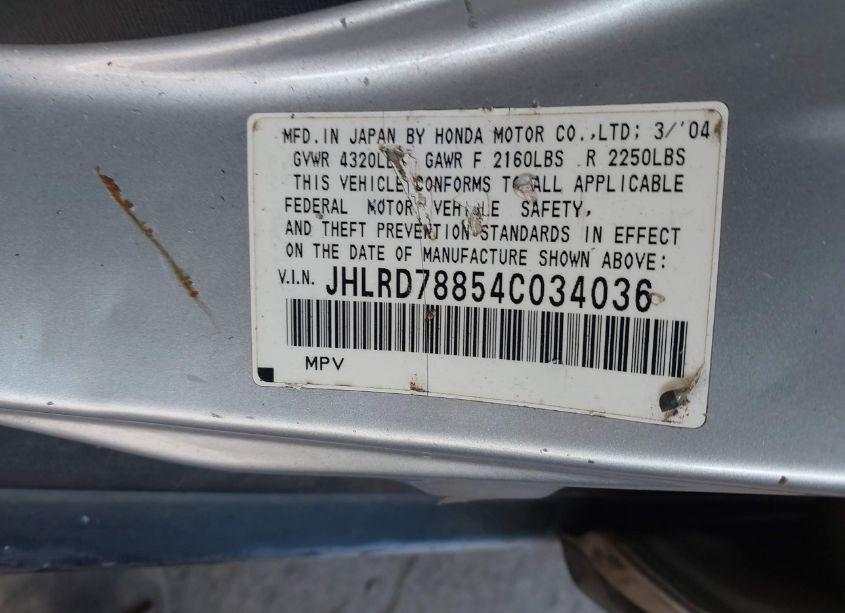 Photo 9 of 2004 Honda Cr-v EX (VIN JHLRD78854C034036)