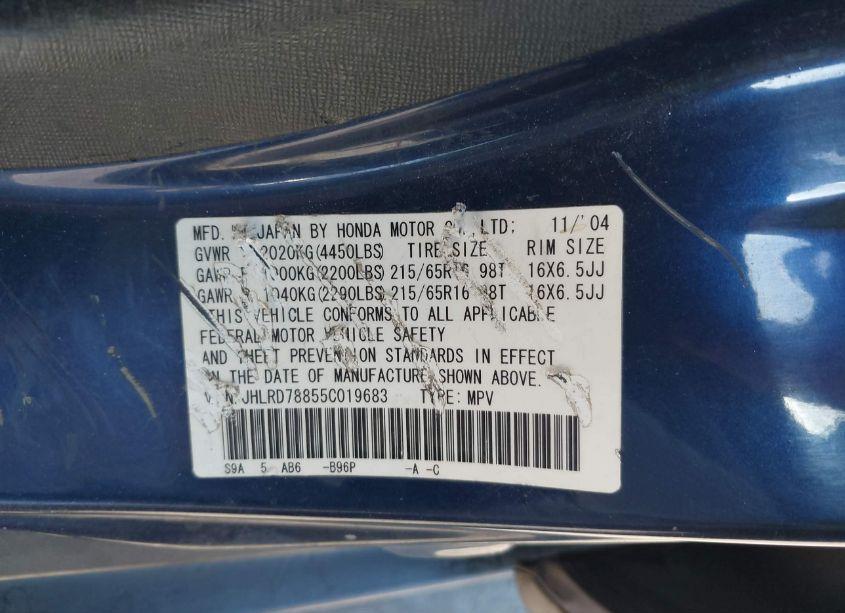 Photo 9 of 2005 Honda Cr-v EX (VIN JHLRD78855C019683)