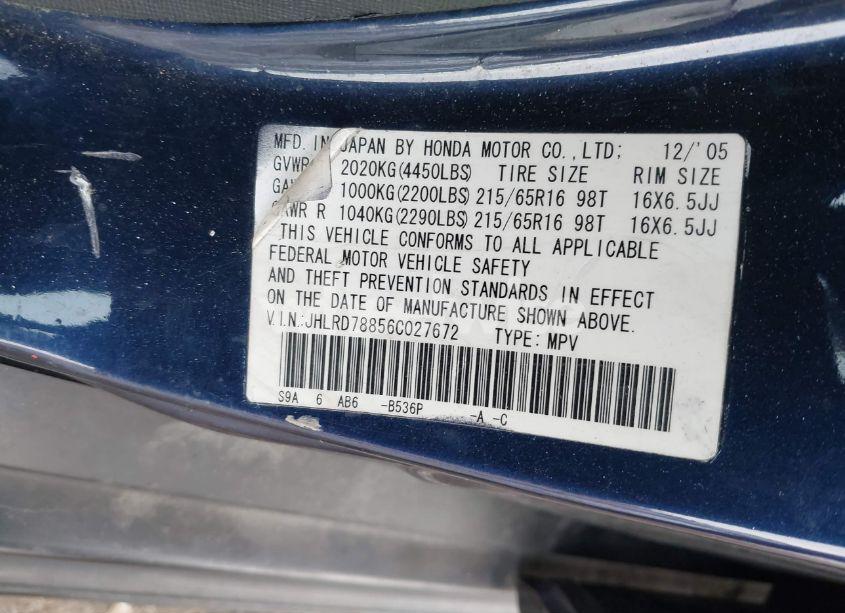 Photo 9 of 2006 Honda Cr-v EX (VIN JHLRD78856C027672)