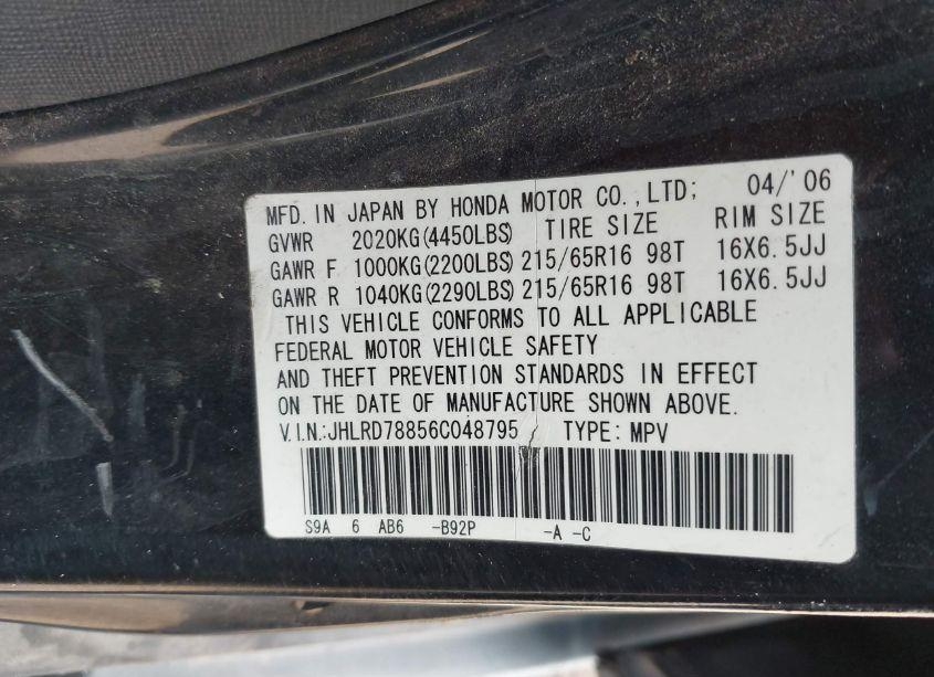 Photo 9 of 2006 Honda Cr-v EX (VIN JHLRD78856C048795)
