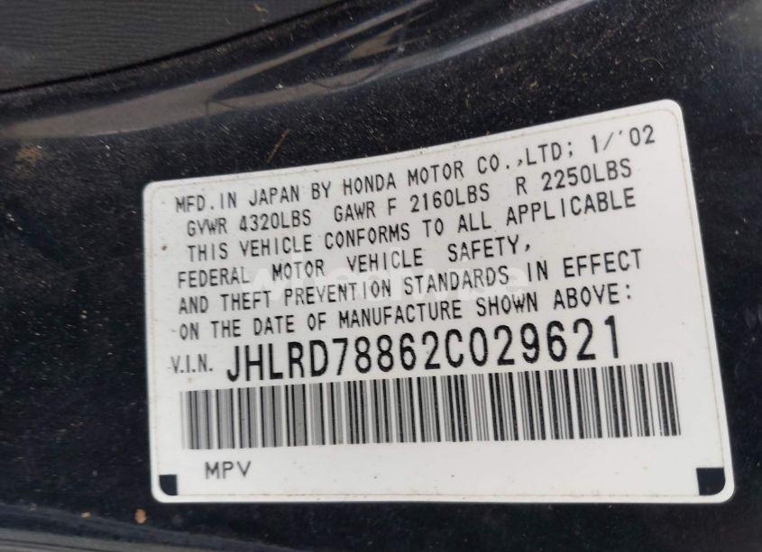 Photo 9 of 2002 Honda Cr-v EX (VIN JHLRD78862C029621)