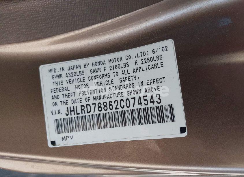 Photo 9 of 2002 Honda Cr-v EX (VIN JHLRD78862C074543)