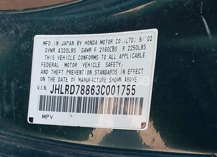 Photo 9 of 2003 Honda Cr-v EX (VIN JHLRD78863C001755)