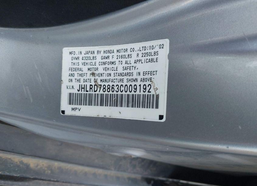 Photo 9 of 2003 Honda Cr-v EX (VIN JHLRD78863C009192)