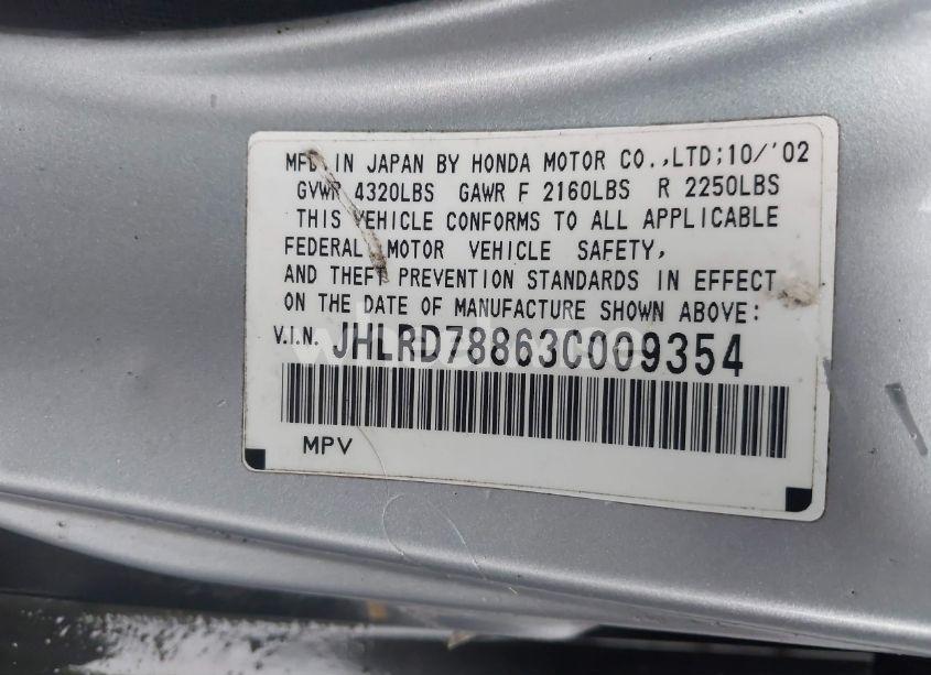 Photo 9 of 2003 Honda Cr-v EX (VIN JHLRD78863C009354)