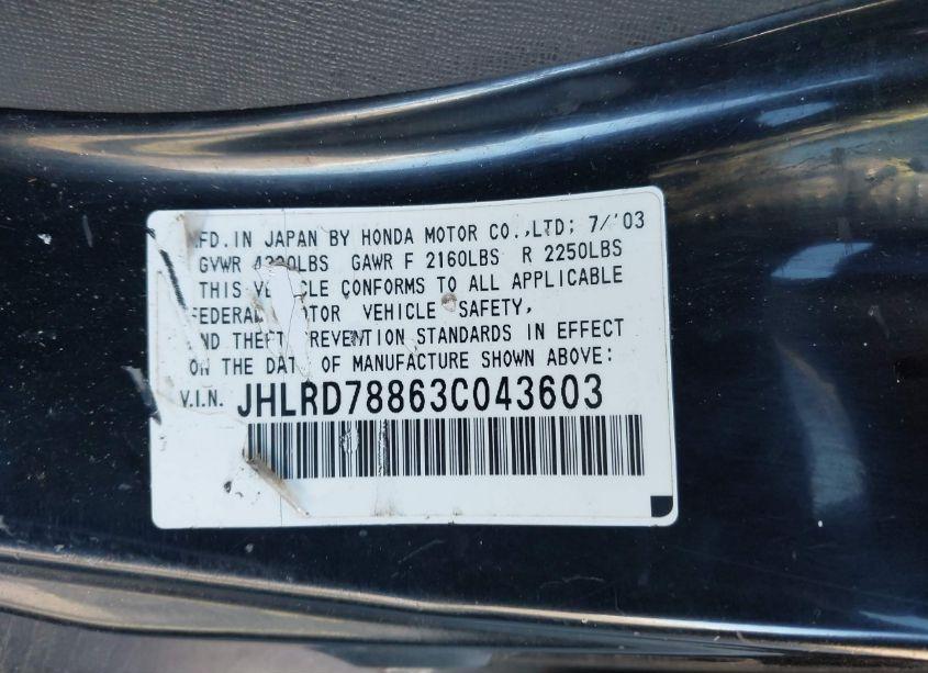 Photo 9 of 2003 Honda Cr-v EX (VIN JHLRD78863C043603)