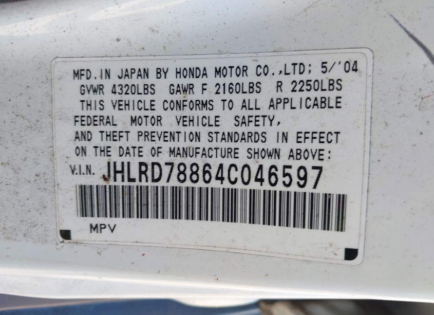 Photo 9 of 2004 Honda Cr-v EX (VIN JHLRD78864C046597)
