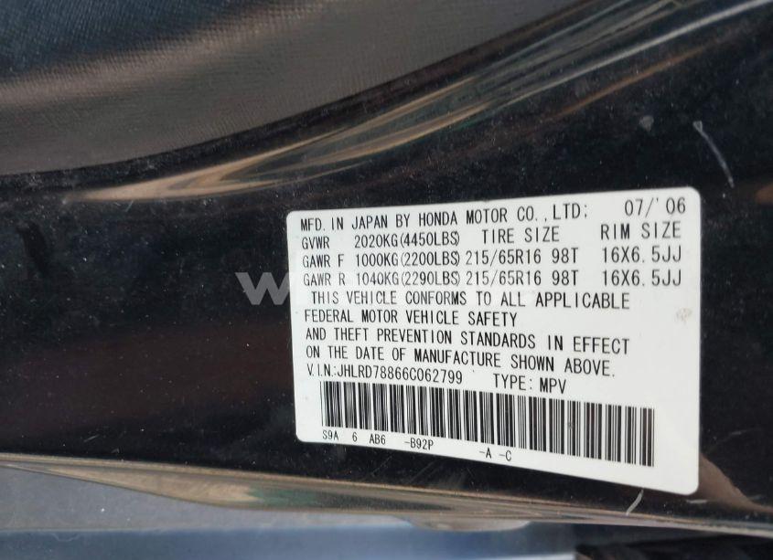 Photo 9 of 2006 Honda Cr-v EX (VIN JHLRD78866C062799)