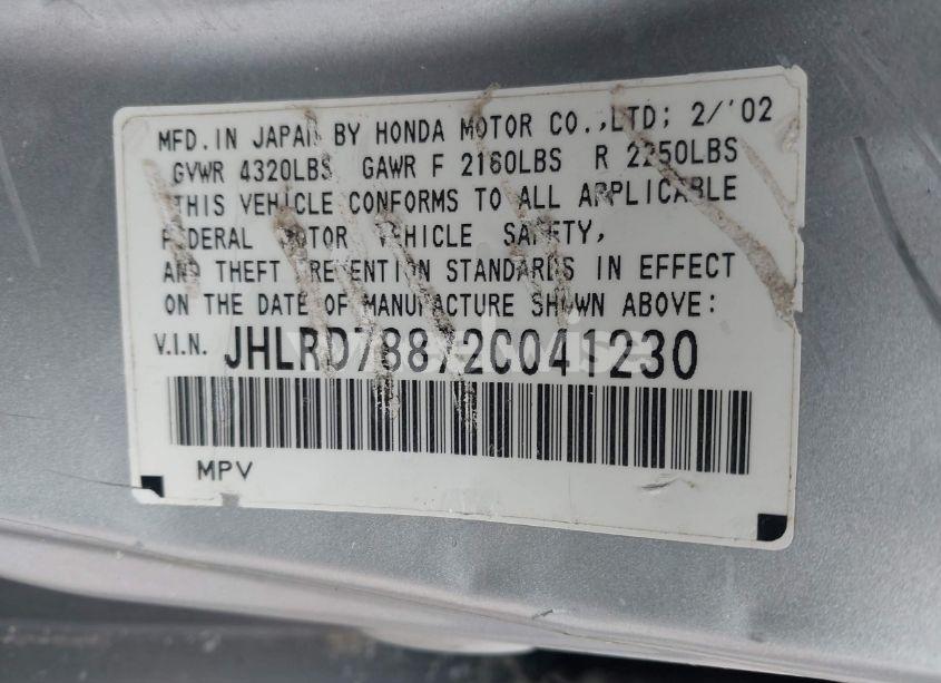 Photo 9 of 2002 Honda Cr-v EX (VIN JHLRD78872C041230)