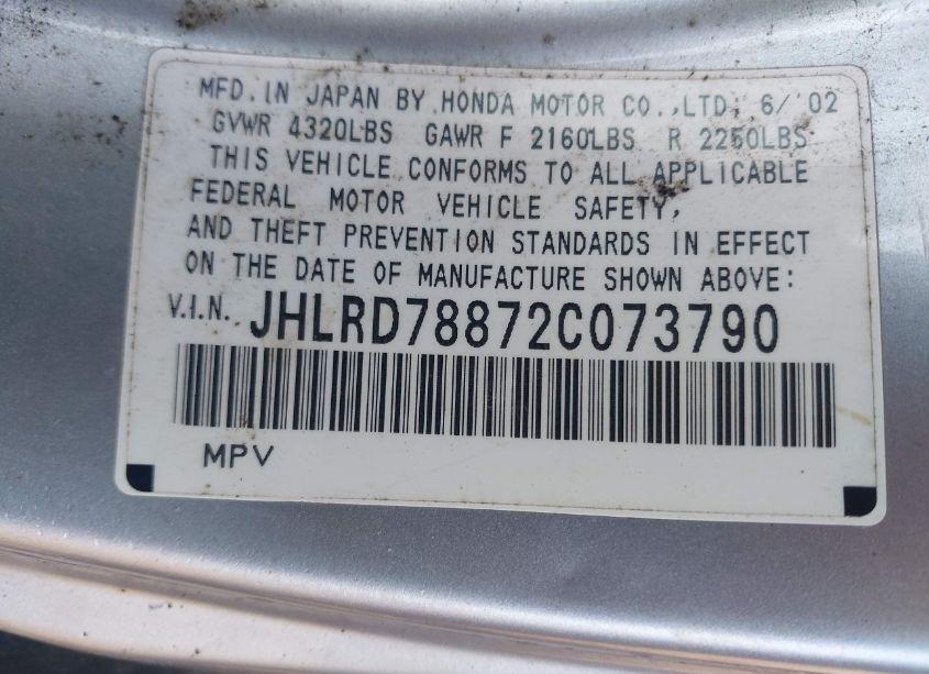 Photo 9 of 2002 Honda Cr-v EX (VIN JHLRD78872C073790)