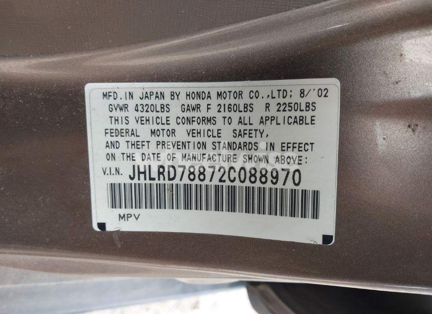Photo 9 of 2002 Honda Cr-v EX (VIN JHLRD78872C088970)
