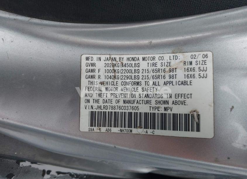 Photo 9 of 2006 Honda Cr-v EX (VIN JHLRD78876C037605)