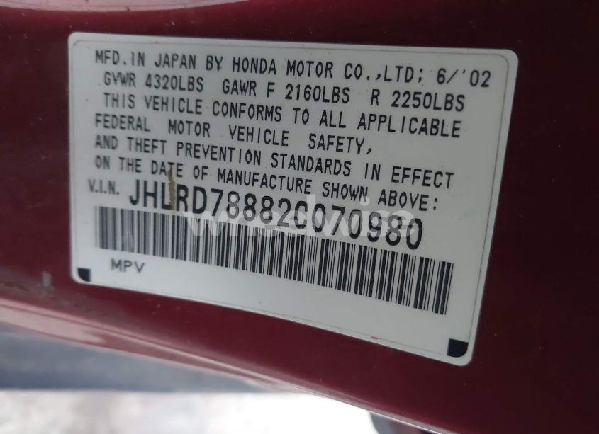Photo 9 of 2002 Honda Cr-v EX (VIN JHLRD78882C070980)