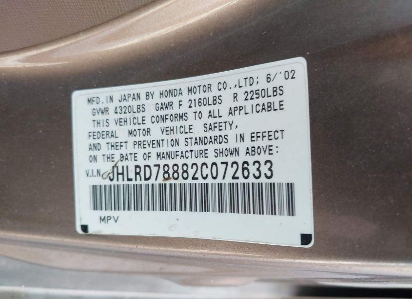 Photo 9 of 2002 Honda Cr-v EX (VIN JHLRD78882C072633)