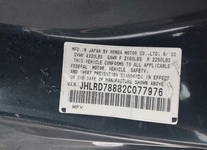 Photo 9 of 2002 Honda Cr-v EX (VIN JHLRD78882C077976)