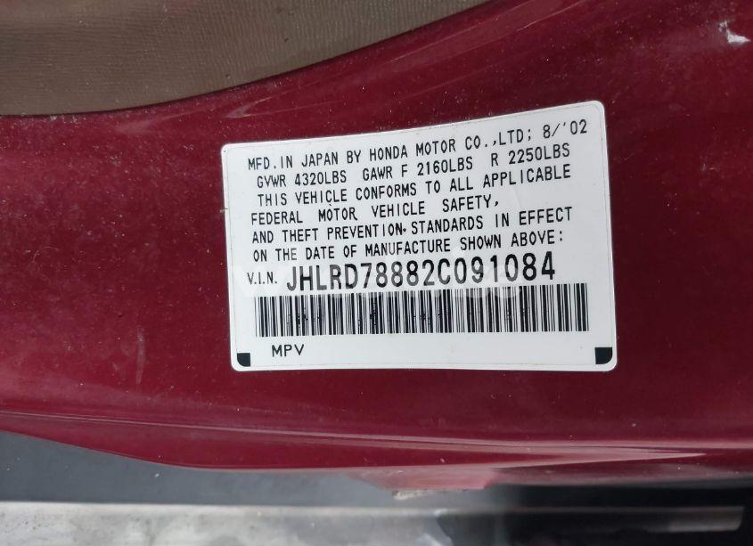 Photo 9 of 2002 Honda Cr-v EX (VIN JHLRD78882C091084)