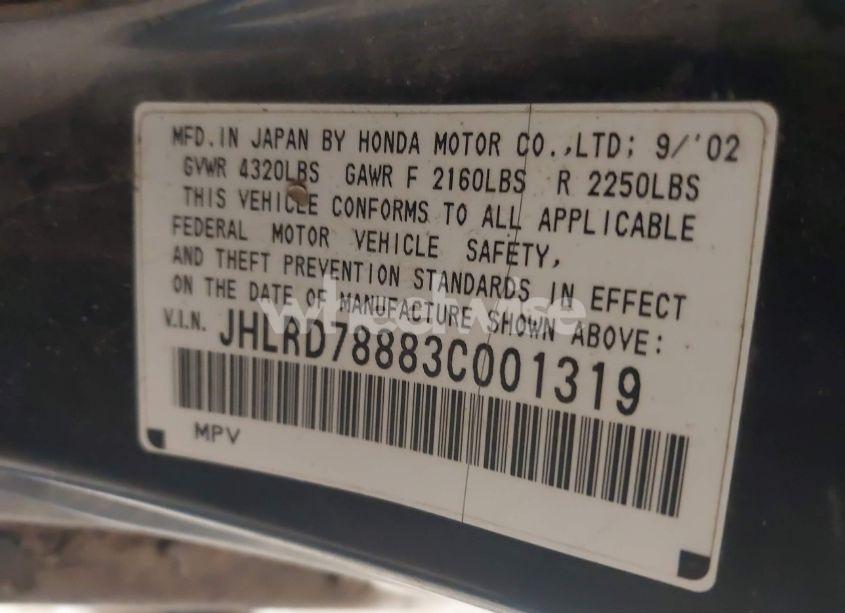 Photo 9 of 2003 Honda Cr-v EX (VIN JHLRD78883C001319)