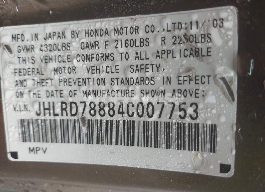 Photo 9 of 2004 Honda Cr-v EX (VIN JHLRD78884C007753)