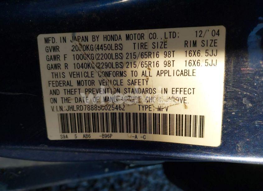 Photo 9 of 2005 Honda Cr-v EX (VIN JHLRD78885C025462)