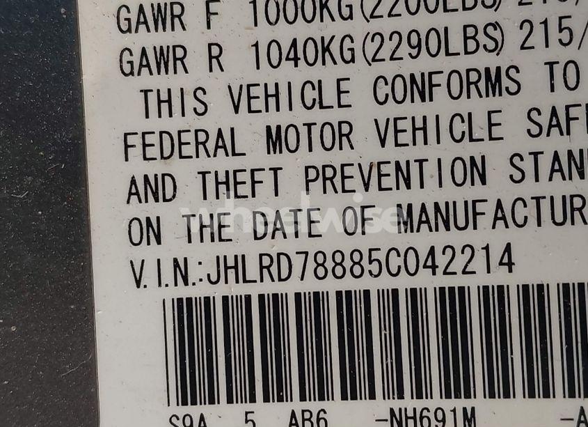 Photo 9 of 2005 Honda Cr-v EX (VIN JHLRD78885C042214)