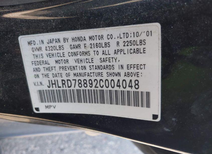 Photo 9 of 2002 Honda Cr-v EX (VIN JHLRD78892C004048)