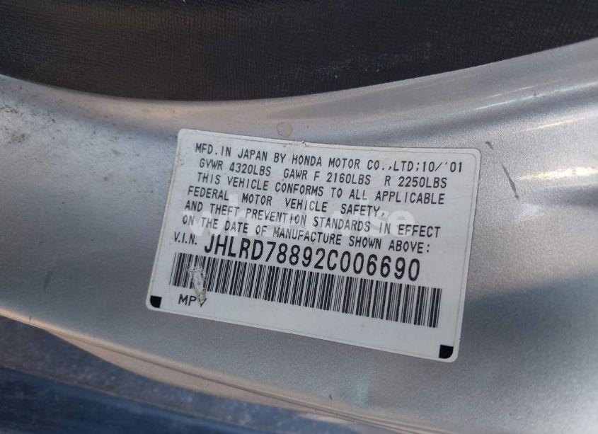 Photo 9 of 2002 Honda Cr-v EX (VIN JHLRD78892C006690)